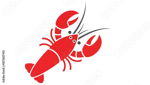 Vibrant Red Lobster Illustration Depicting Marine Crustacean on White Background.
