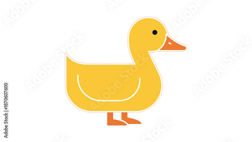 Yellow duck illustration with orange beak and feet, simple cartoon design.