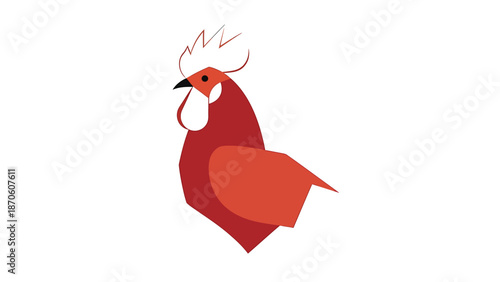Vibrant Rooster Illustration - A Colorful Depiction of a Proud Bird in a Simple Style.