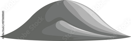 Smooth abstract grey hill shape with fluid wavy contours and soft shading