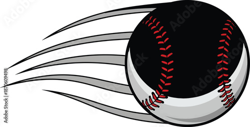 Baseball flying fast sport game equipment league vector graphic illustration