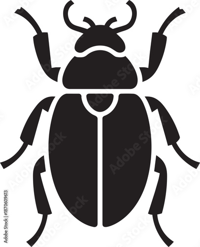 Beetle bug icon vector simple illustration of insect flat black design on transparent