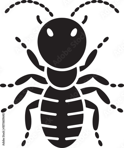 Black and white ant insect icon vector illustration isolated on transparent background design