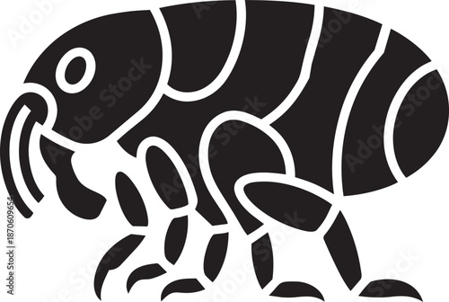 Black and white flea insect icon vector illustration isolated on transparent background design