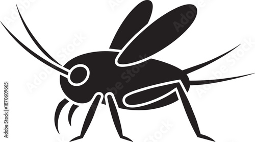 Black and white cricket insect icon vector illustration isolated on transparent background design
