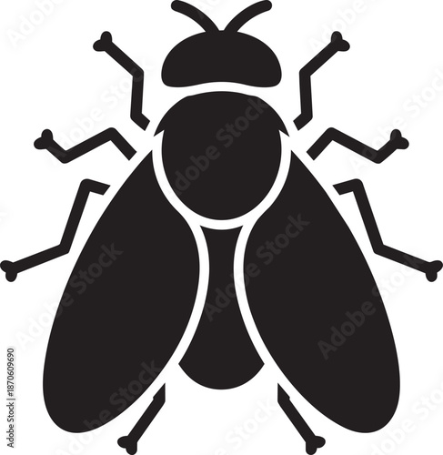 Black and white fly insect icon vector illustration isolated on transparent background design