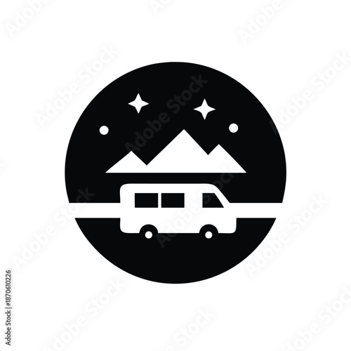 RV Camper Van Mountain Starry Night Icon