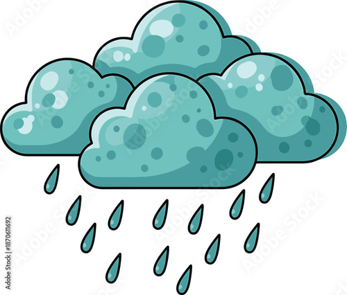 Group of cartoon rain clouds raining drops weather forecast vector illustration graphic