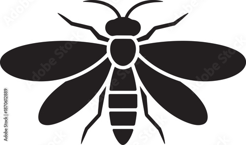 Honeybee silhouette icon flat vector illustration isolated on background nature stinging insect