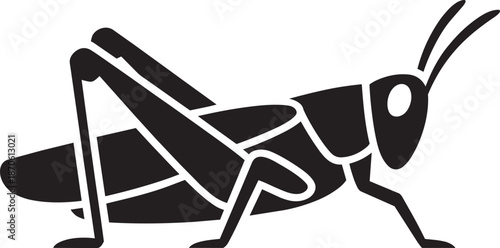 Locust or grasshopper insect silhouette icon in profile view jumping