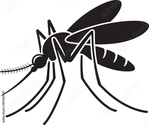 Mosquito icon silhouette on transparent background vector illustration