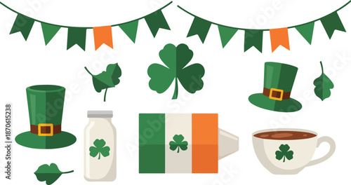 Celebration of Irish Culture with Symbols and Icons