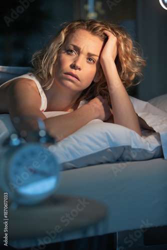 view of woman cannot sleep at night