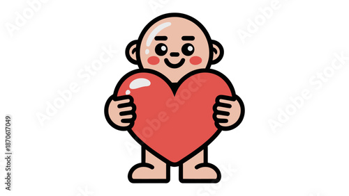 Love's Embrace: An adorable figure clutches a vibrant heart, radiating pure affection. This heartwarming image symbolizes love, care, and unity. 
