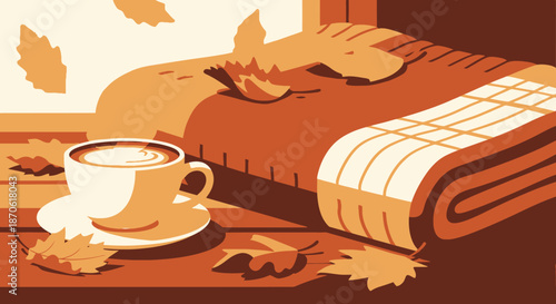 Cozy Autumn Morning Coffee and Blanket