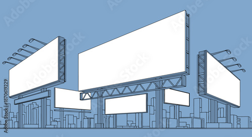 Blank Urban Billboards and Advertising Signs in a Minimal Cityscape Design