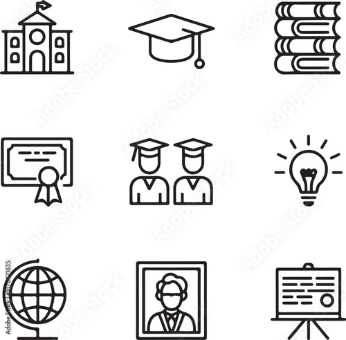 education vector set school building books certificate portrait chart