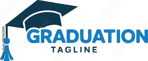 graduation mortarboard logo with tassel and text placeholder