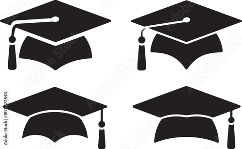 mortarboard cap mortarboard silhouettes four variations grid