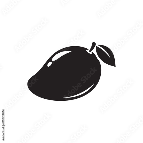 Black and white mango silhouette vector illustration isolated on white background