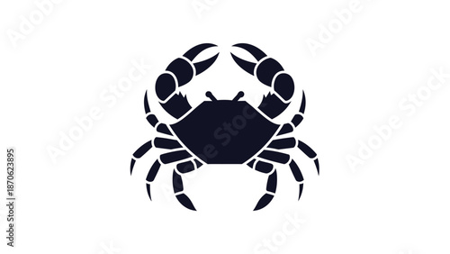 Dark crab silhouette on white background, perfect for design and art.