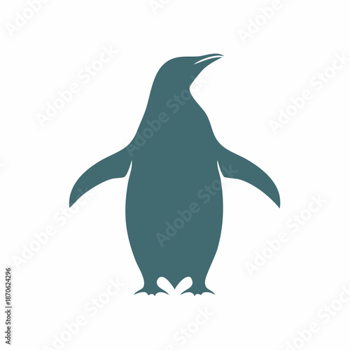 Penguin Silhouette Image, Antarctic Wildlife Icon, Emblem Design, Vector Illustration