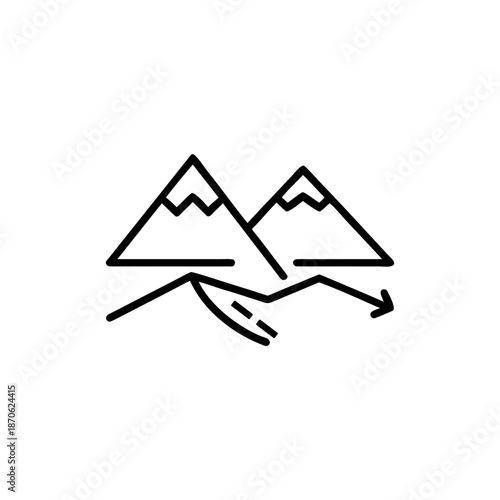 Minimalist Mountain Peak Icon Mirrored Upside Down Abstract Concept Vector illustration