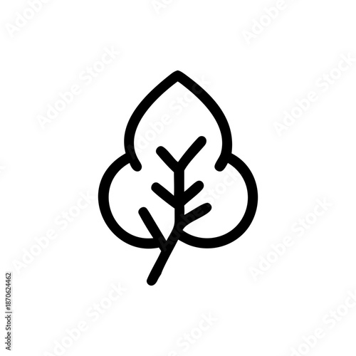 Single Line Outline Icon of a Tree with Leaves Representing Growth and Life Vector illustration