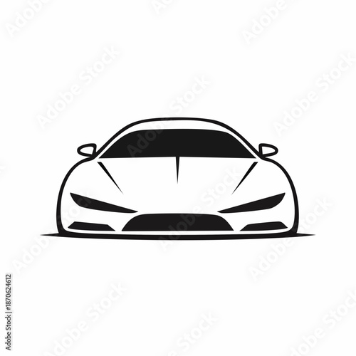 Sleek and minimalist black silhouette of a modern sports car vector illustration