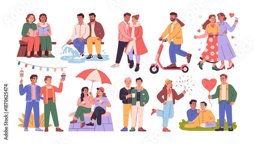 Diversity of Love: A series of vibrant illustrations showcases the beauty of diverse relationships, highlighting moments of connection, joy, and togetherness.