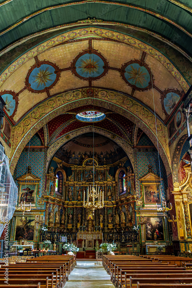 Obraz premium Interior of St Jean Baptiste church, St John the Baptist, one the most important landmark of Saint Jean de Luz in France