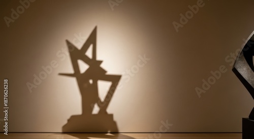 Geometric shadow play abstract sculpture formed by light and object