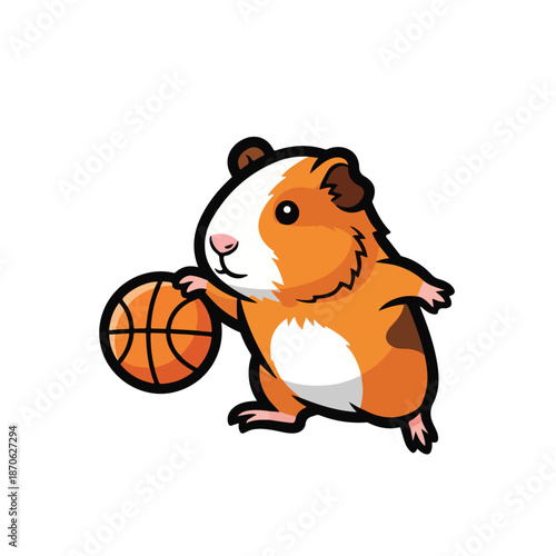 A cartoon guinea pig holding a basketball