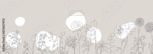 手描きの草木イラスト。植物のベクター背景イラスト。植物フレーム。Hand drawn plant illustration. Botanical vector background illustration. Plant frame.