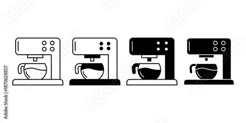 Coffee Machine Black Icon Bundle for Cafe Equipment and Beverage Symbols