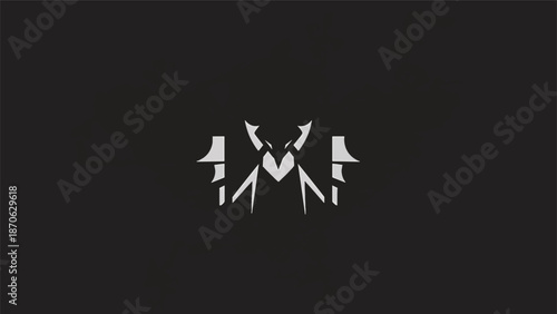 Abstract heart symbol with wings and arrows, artistic design on dark background.