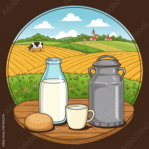 Wallpaper Mural 牧場の朝、一杯のミルク Torontodigital.ca