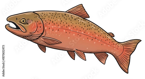 Wallpaper Mural 躍動感溢れる鮭のイラストレーション Torontodigital.ca