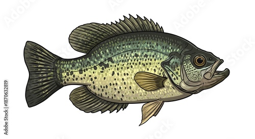 Wallpaper Mural 精密な手描き、ブラックバスの描写 Torontodigital.ca