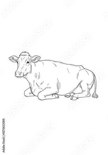 Wallpaper Mural 線描の休息：穏やかな牛 Torontodigital.ca