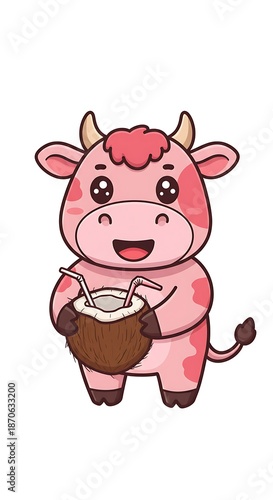 Wallpaper Mural ココナッツ大好き！可愛い子牛のイラスト Torontodigital.ca