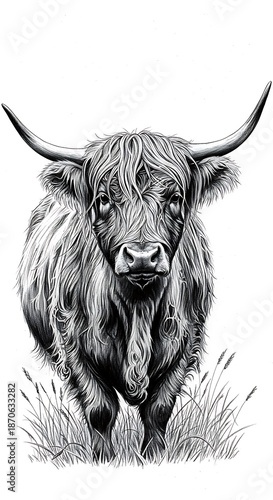 Wallpaper Mural 鉛筆画の力強さ ハイランド牛 Torontodigital.ca