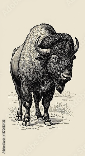 Wallpaper Mural 木版画の雄牛 力強い視線 Torontodigital.ca