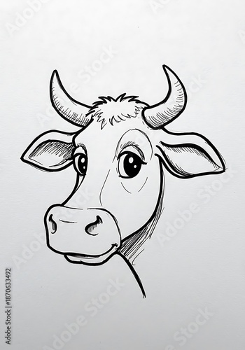 Wallpaper Mural 優しい瞳の牛 インク画 Torontodigital.ca