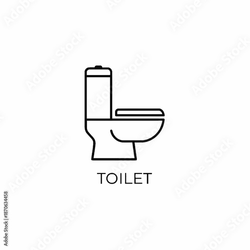 Simple line icon of a toilet in a modern bathroom setting viewed from the side