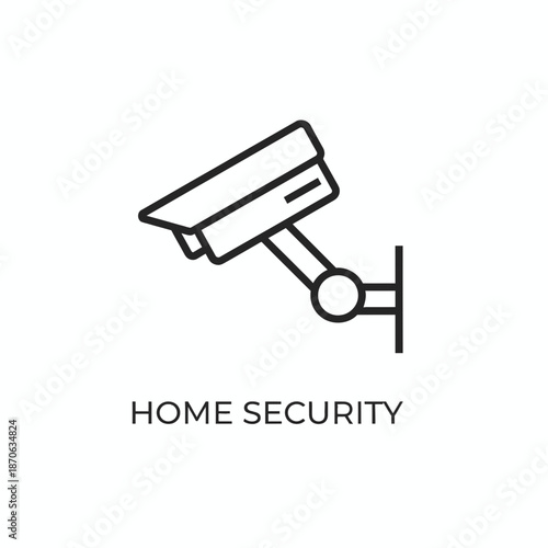 Simple line icon representing home security camera installed on wall