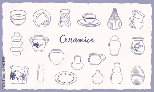 ceramics hand drawn illustration collection set