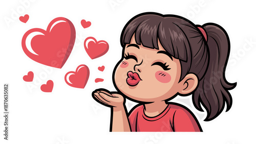 Love's Gentle Breeze: A charming illustration captures the essence of affection, with a cute figure sending out hearts into the air.