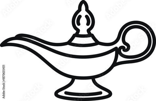Classic genie lamp illustration on white background