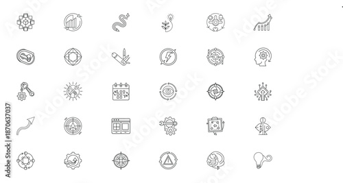 Collection of Diverse Outline Icons and Symbols.